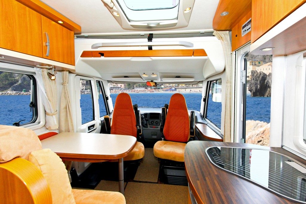 Interior of dining area in recreation vehicle