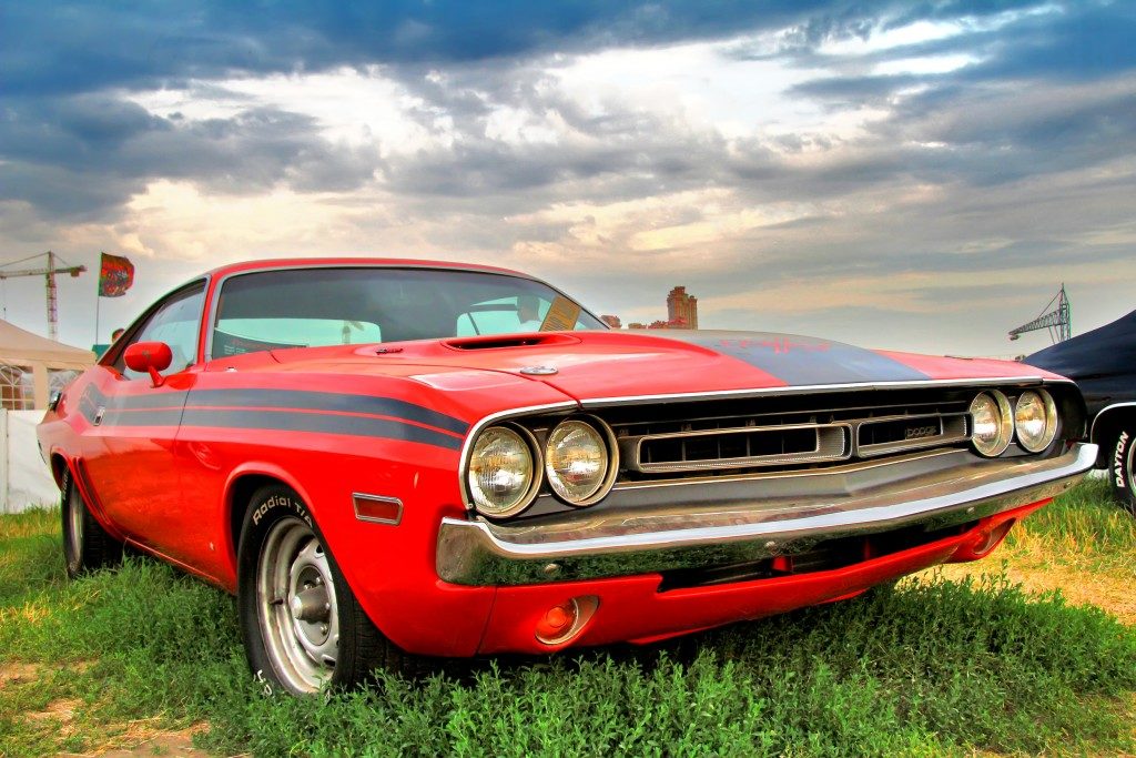 Red muscle car