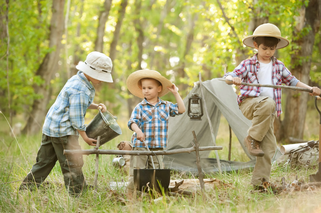Children out camping