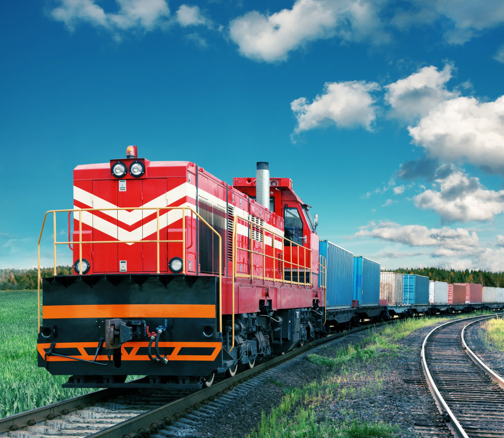 Freight train transporting products across the country.